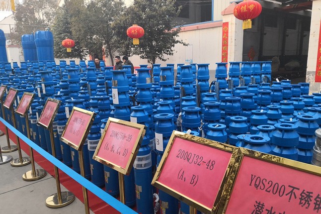 公司2019年度潛水泵、深井泵、污水泵、管道泵等產品展示現場